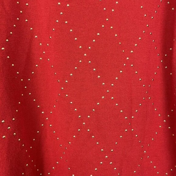 Tommy Hilfiger Essential Argyle V-Neck Sweater Red Size Large - Picture 4 of 6